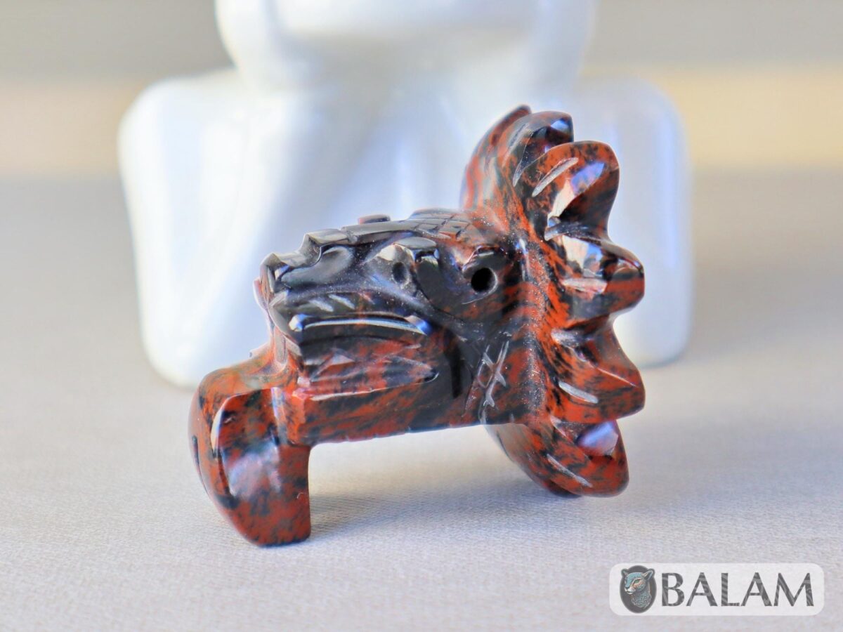 Quetzalcoatl Aztec, K'uk'ulkan Mayan, Plumed Serpent, Rare Natural Mahogany Obsidian, Brown Obsidian, Obsidian pendant. Read Description - Image 2