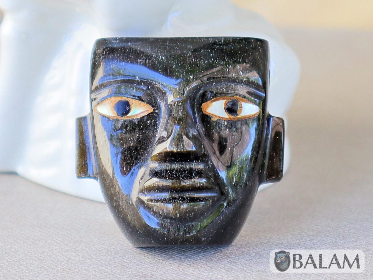 Teotihuacan pendant, Ceremonial Obsidian Pendants, carved Obsidian, Teotihuacan mask of obsidian- Read description