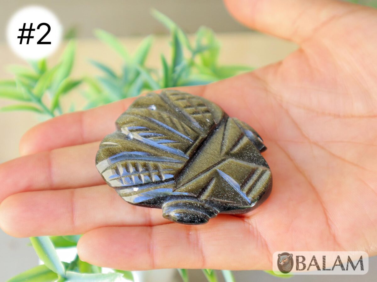 Golden sheen Black Obsidian, Teotihuacan pendant, Ceremonial Obsidian Pendants, Faces of deities. Read description - Image 5