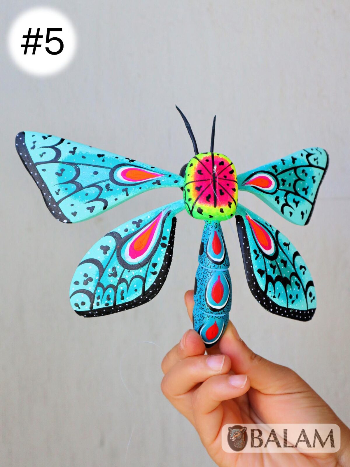 Mariposa Alebrije from Oaxaca, butterfly alebrije, Butterfly ornament alebrije, Copal wood sculpture. Read Description. - Image 4