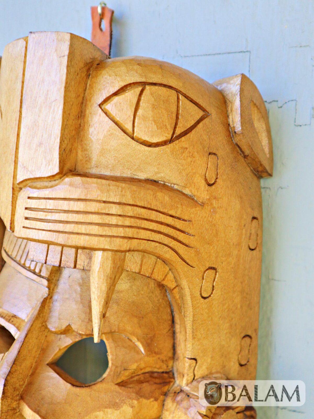 Mayan Warrior Mask, Cedar wooden duality mask, Duality mask, jaguar mask, Jaguar duality warrior mask, Eagle and jaguar duality. - Image 3