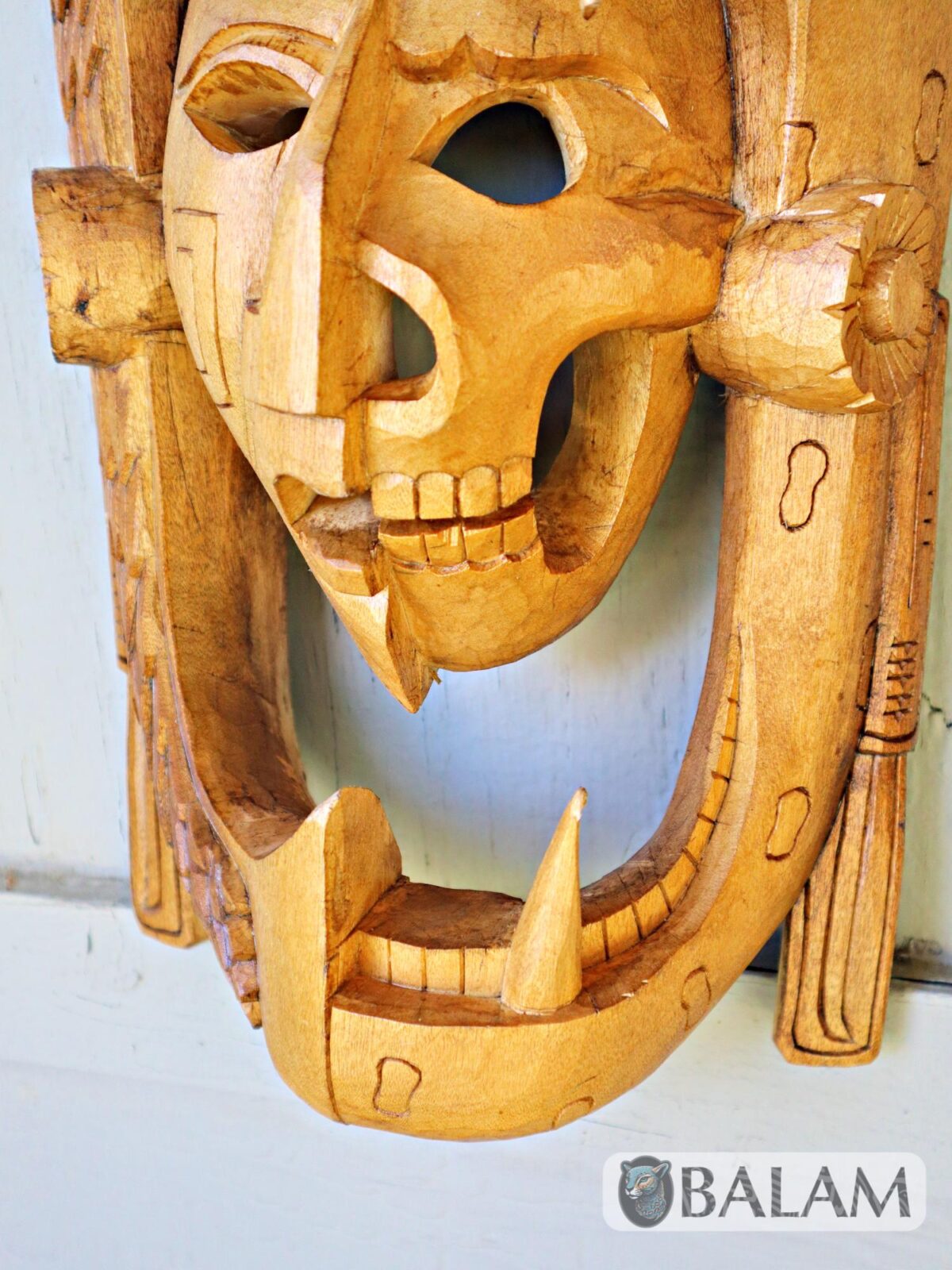 Mayan Warrior Mask, Cedar wooden duality mask, Duality mask, jaguar mask, Jaguar duality warrior mask, Eagle and jaguar duality. - Image 5