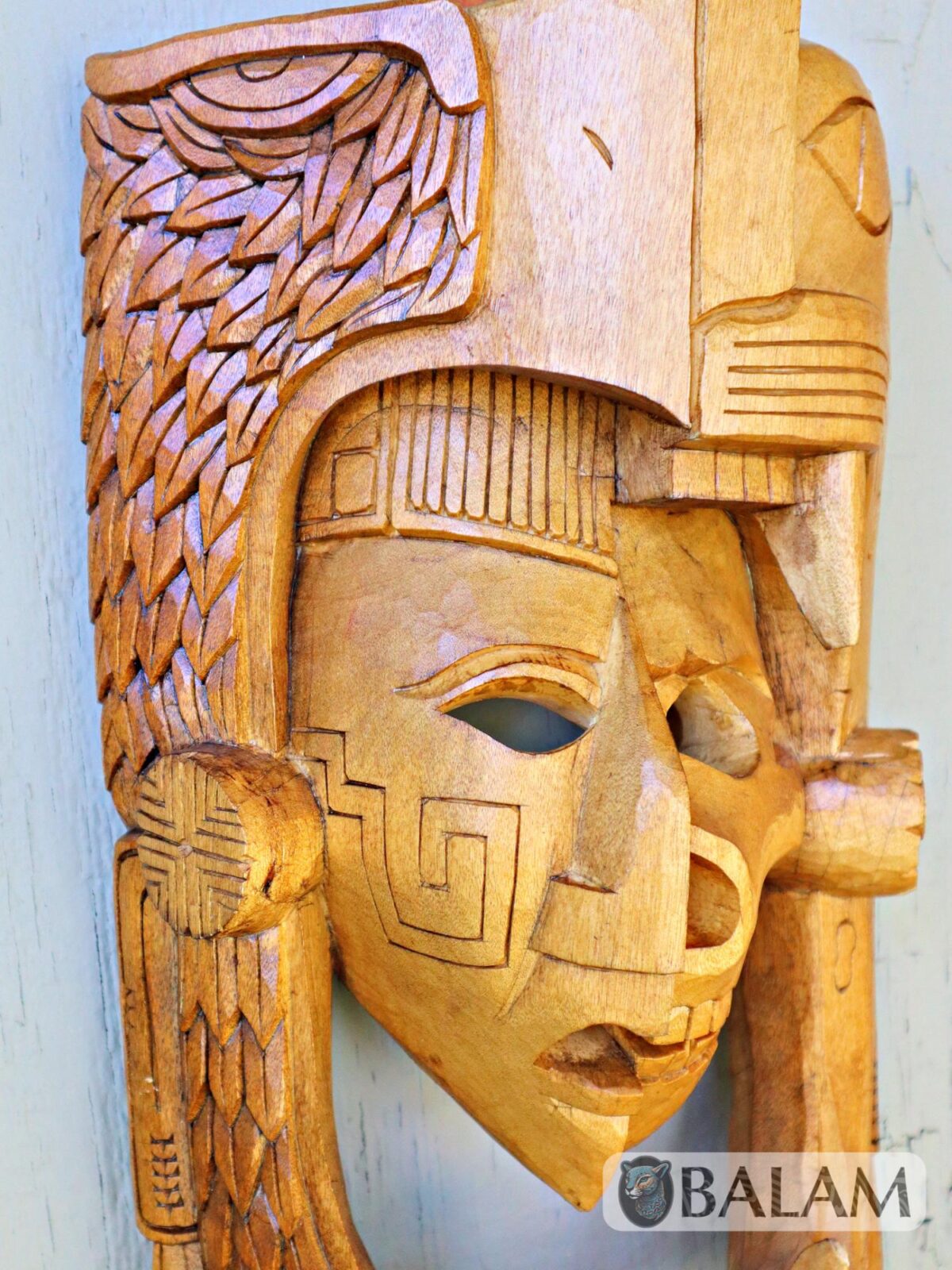 Mayan Warrior Mask, Cedar wooden duality mask, Duality mask, jaguar mask, Jaguar duality warrior mask, Eagle and jaguar duality. - Image 8