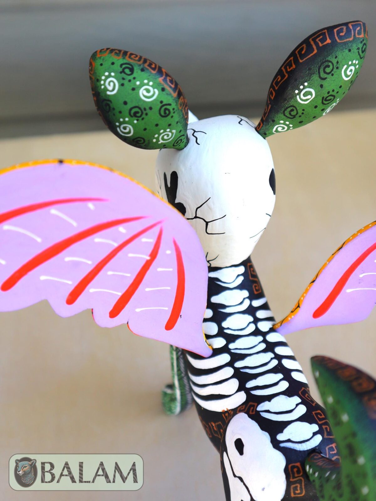 Xoloitzcuintli Alebrije, Dog with wings, Wood copal sculpture, Dog Alebrije, Skeleton and grecas Alebrije, Dia de los muertos. - Image 8