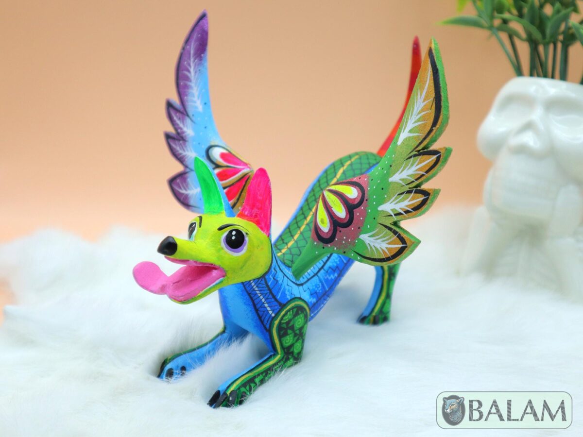 Playful Doggy, Playful Dante, Xoloitzcuintle Alebrije, Wood copal sculpture, Dog Alebrije, Dog with wings, Cute puppy, Alebrije Oaxaca art