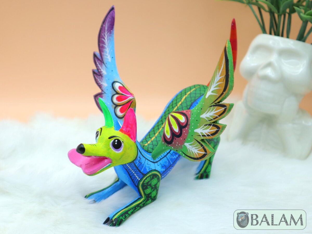 Playful Doggy, Playful Dante, Xoloitzcuintle Alebrije, Wood copal sculpture, Dog Alebrije, Dog with wings, Cute puppy, Alebrije Oaxaca art - Image 6