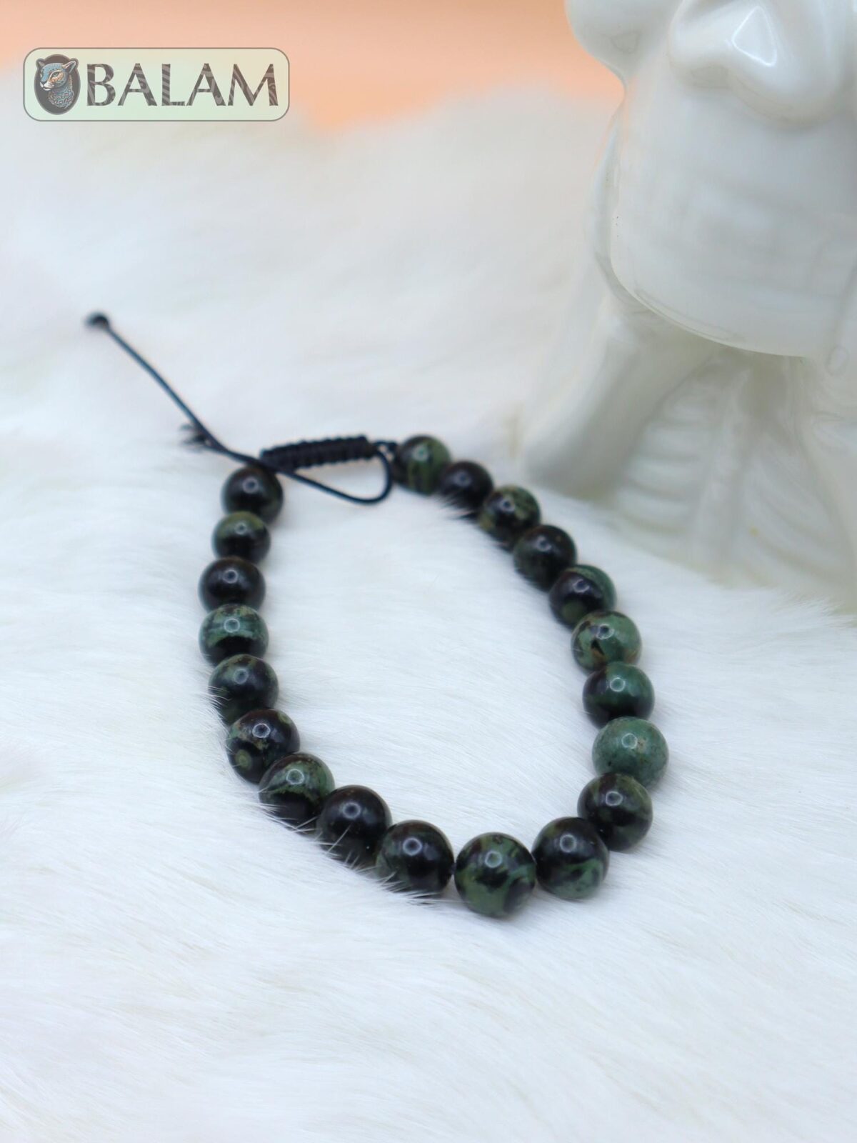 Protective bracelet. Healing bracelet, Green Jasper, Brown Obsidian, Tiger's eye Stone bracelets. 8.5mm diameter. Adjustable 8 to 10''. - Image 8