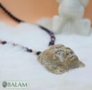 Fossil Mayan Mask Ceremonial Necklace, Aventurine and obsidian bead Necklace, Mayan fossil stone, Protective Necklace, Native Mayan.