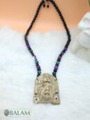 Fossil Mayan Mask Ceremonial Necklace, Aventurine and obsidian bead Necklace, Mayan fossil stone, Protective Necklace, Native Mayan.