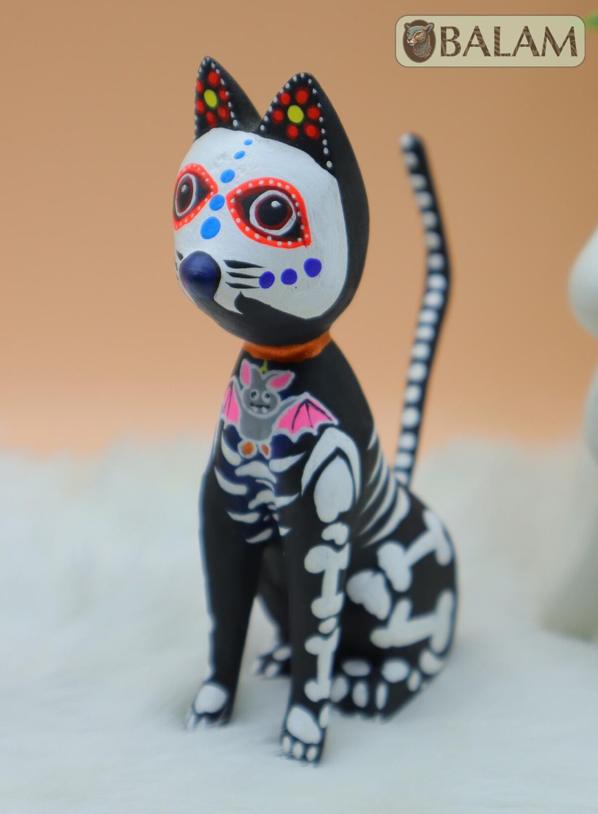 Gatito alebrije, Unique cat, Skeleton alebrije, Alebrije from Oaxaca, Cat skeleton, Copal wood sculpture, Dia de los Muertos collection. - Image 2