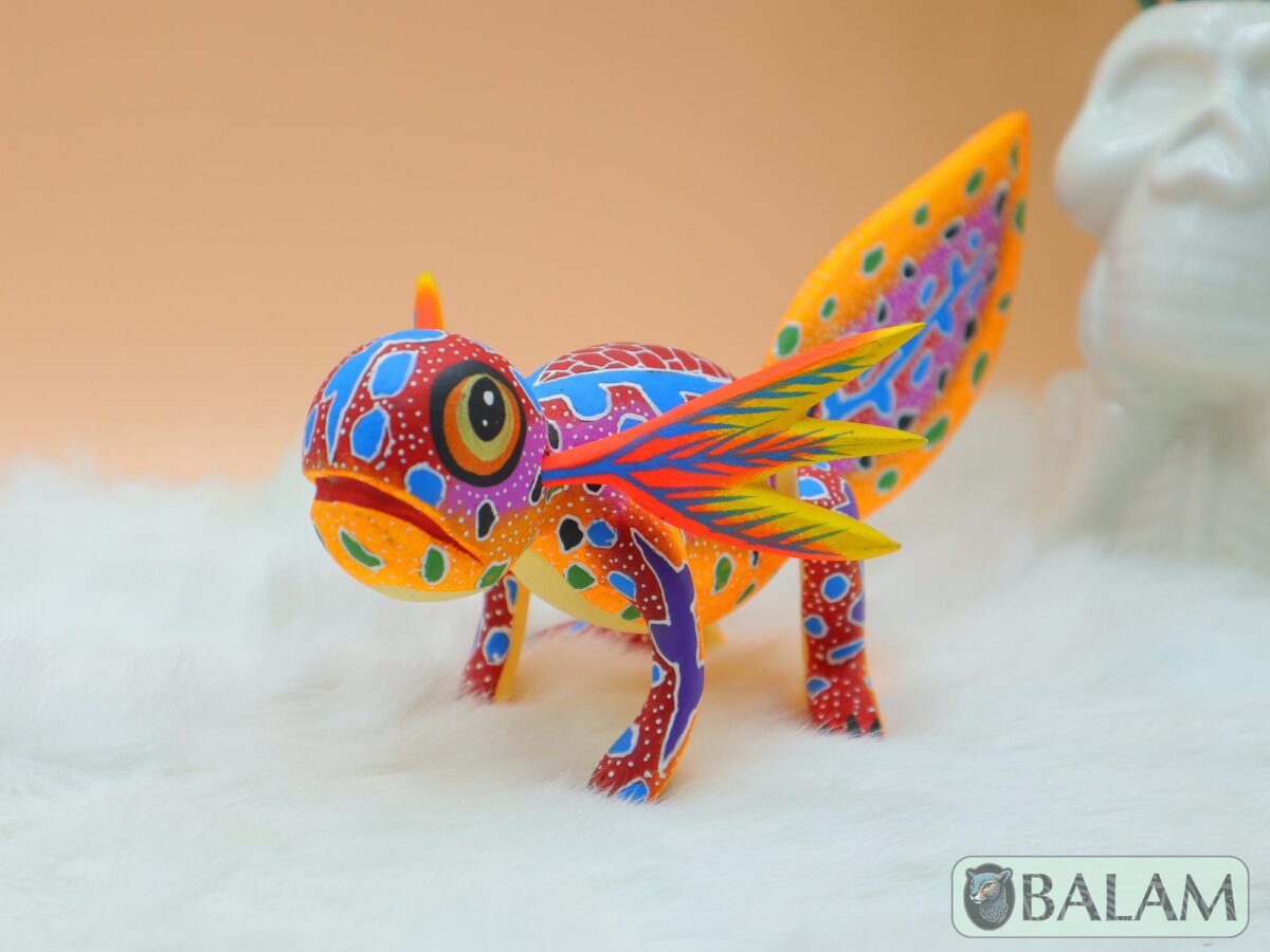 Alebrije from Oaxaca, alebrije, Copal wood sculpture, Wood Art, Alebrije art, Axolotl alebrije, Ajolote, Salamander, Cute axolotl alebrije - Image 7
