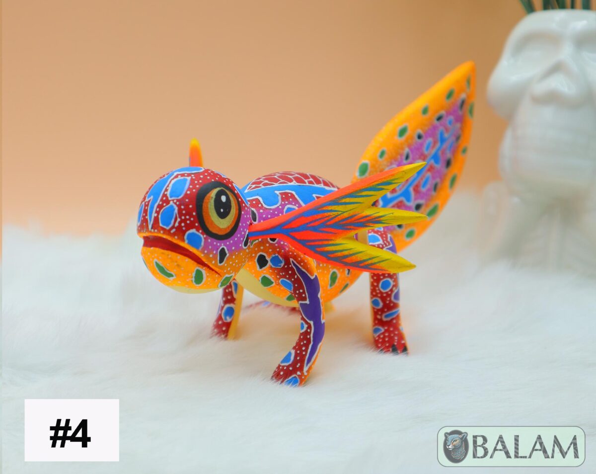 Alebrije from Oaxaca, alebrije, Copal wood sculpture, Wood Art, Alebrije art, Axolotl alebrije, Ajolote, Salamander, Cute axolotl alebrije - Image 6
