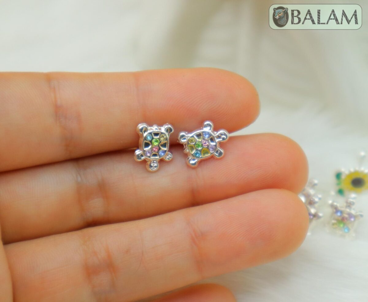 Silver stud earrings,.925 silver earrings, Avocado earrings, Sunflower earrings, Hummingbird earrings, Turtle earrings. - Image 4