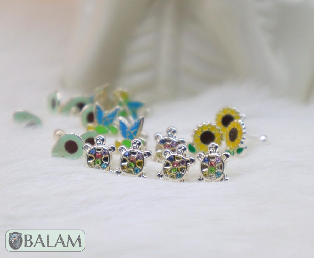 Silver stud earrings,.925 silver earrings, Avocado earrings, Sunflower earrings, Hummingbird earrings, Turtle earrings. - Image 10