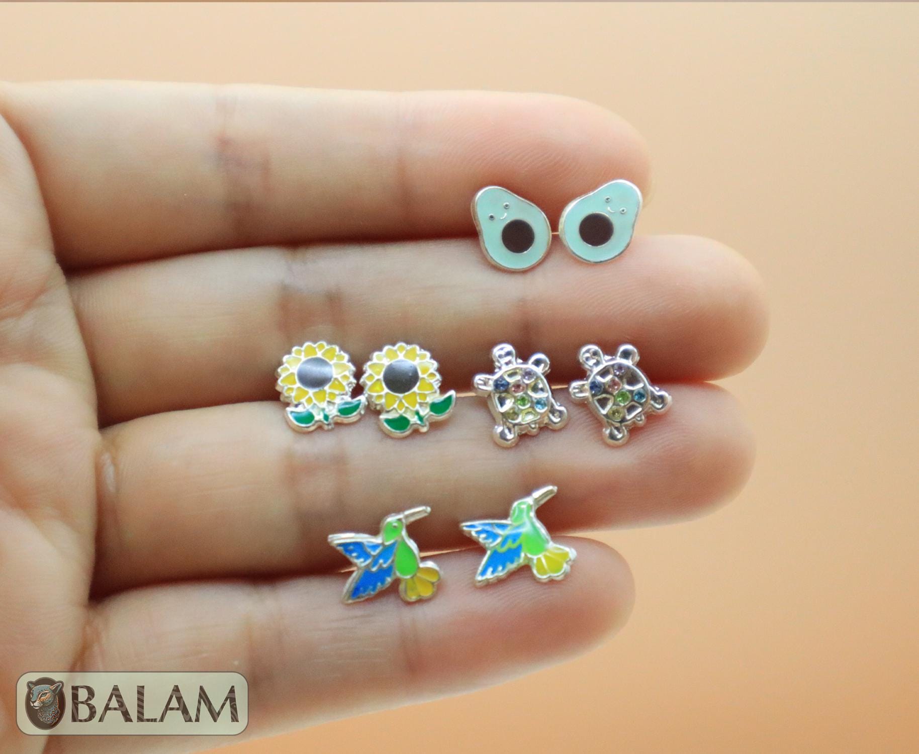 Silver stud earrings