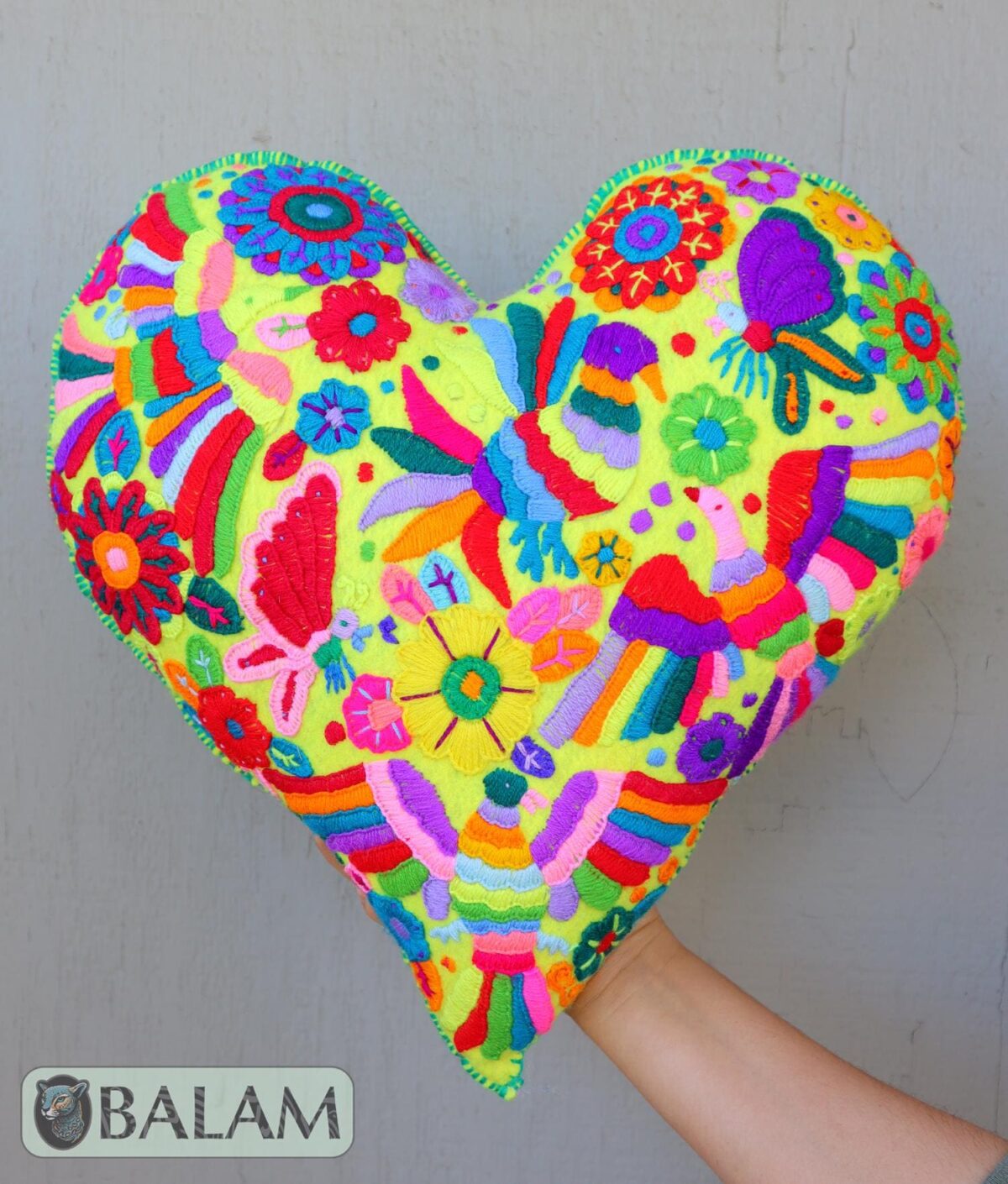 Mexican Cat throw Pillow, Felt Pillow, Mexican Heart throw Pillow, Colorful cushion. - Image 6