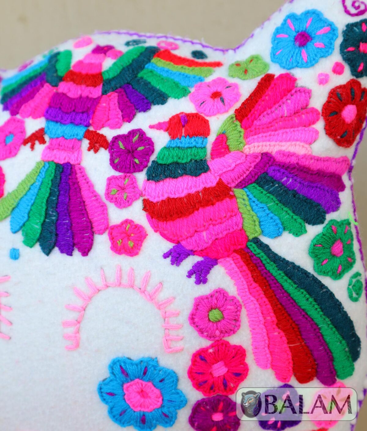 Mexican Cat throw Pillow, Felt Pillow, Mexican Heart throw Pillow, Colorful cushion. - Image 5