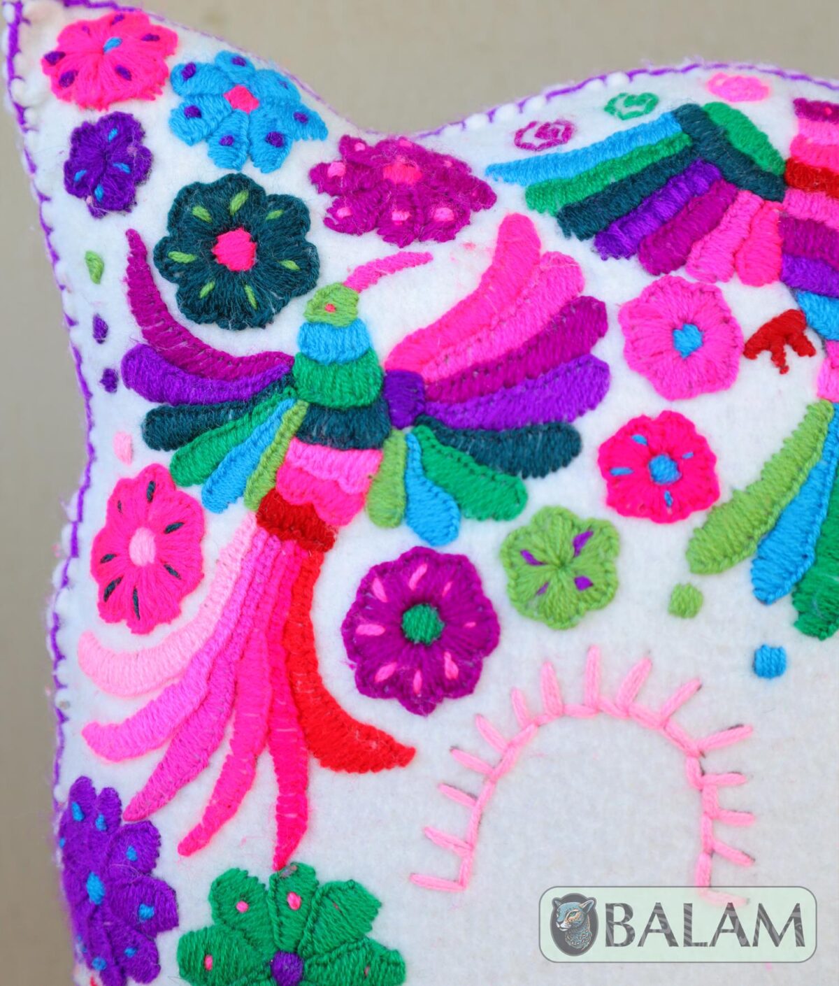 Mexican Cat throw Pillow, Felt Pillow, Mexican Heart throw Pillow, Colorful cushion. - Image 4