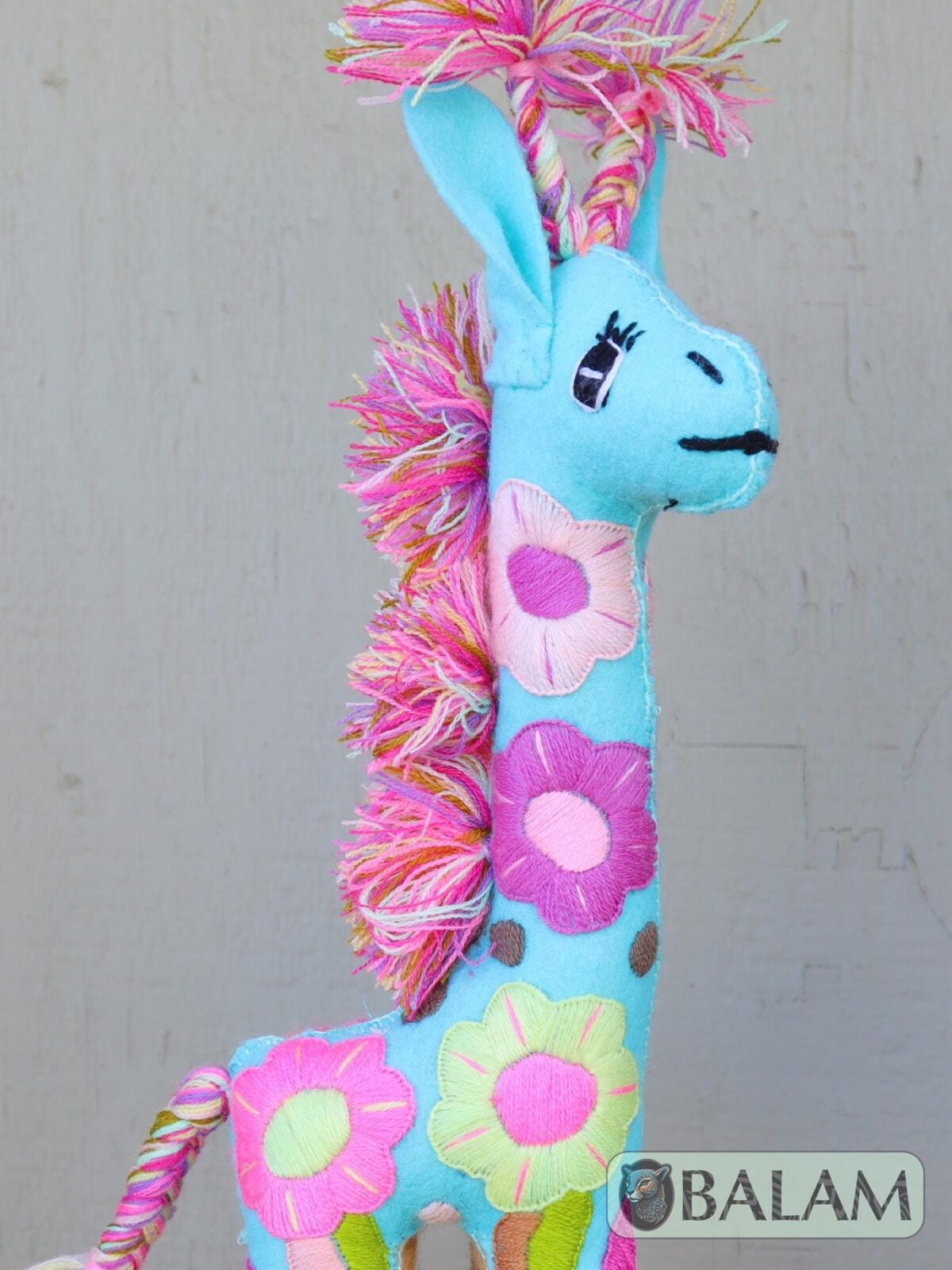 Giraffe stuffed animal, Colorful Mexican handmade plushies, stuffed natural felt animals, Mexican toys, Giraffe Plushies. 16'' tall