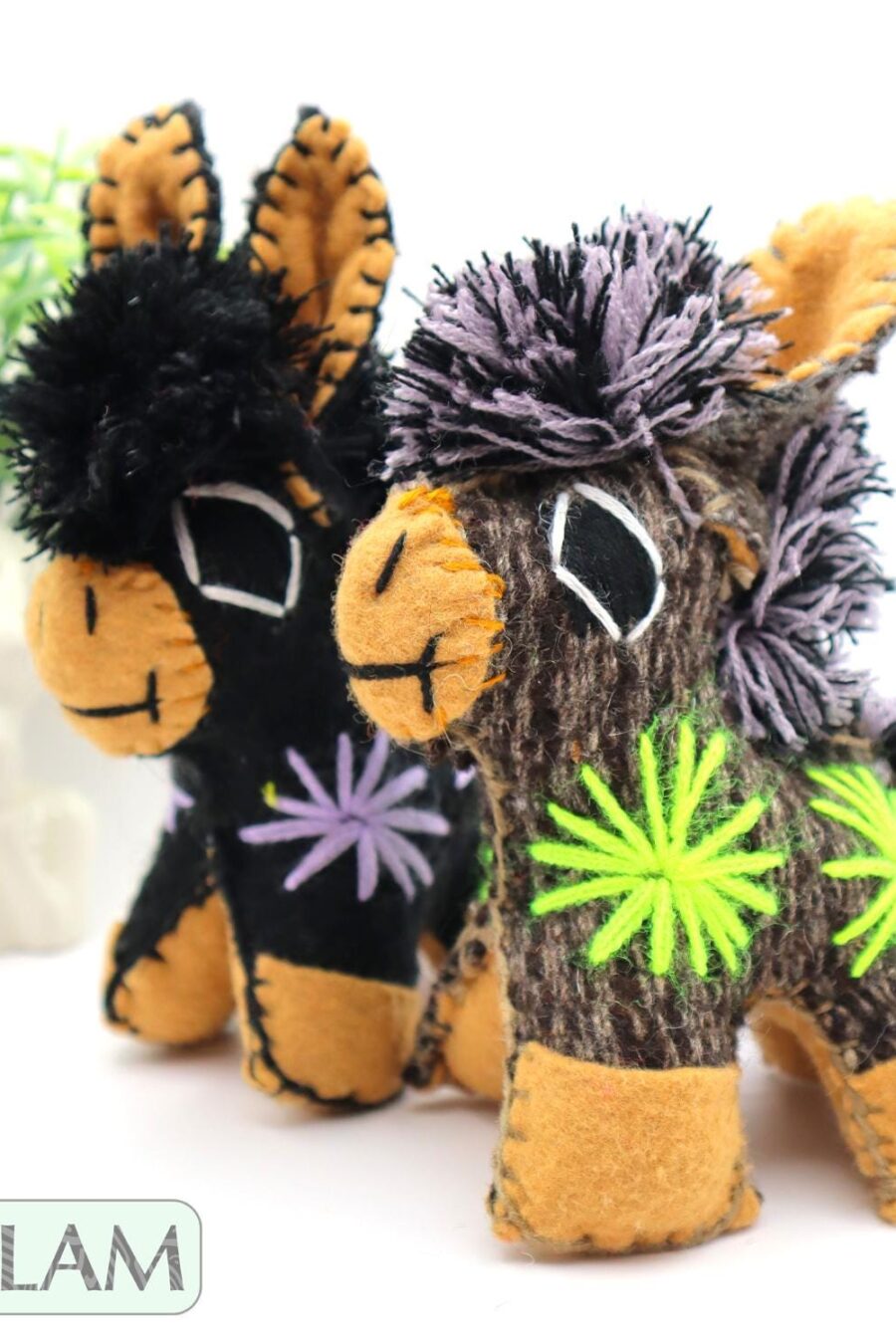 small stuffed animal, Donkey stuffed animal, doggy stuffed animal, Colorful Mexican handmade plushies, stuffed animal. 6'' to 9'' tall