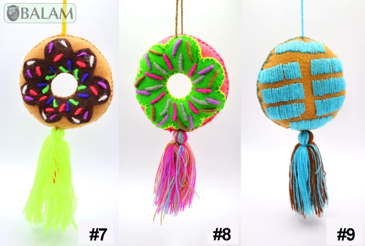 Mexican Concha Pom Pom tassel, Donuts ornament, Donas Ornament, Mexican Felt Pom Pom, Conchas y donas. - Image 4