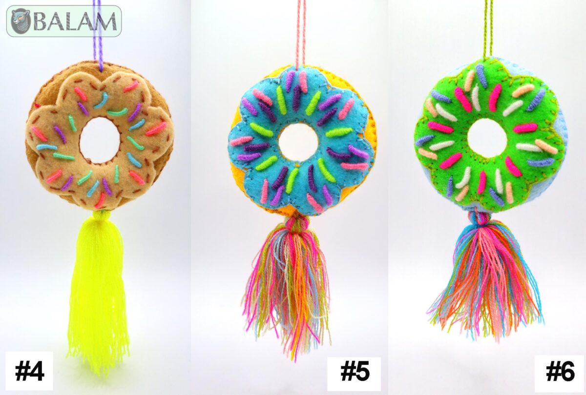 Mexican Concha Pom Pom tassel, Donuts ornament, Donas Ornament, Mexican Felt Pom Pom, Conchas y donas. - Image 3