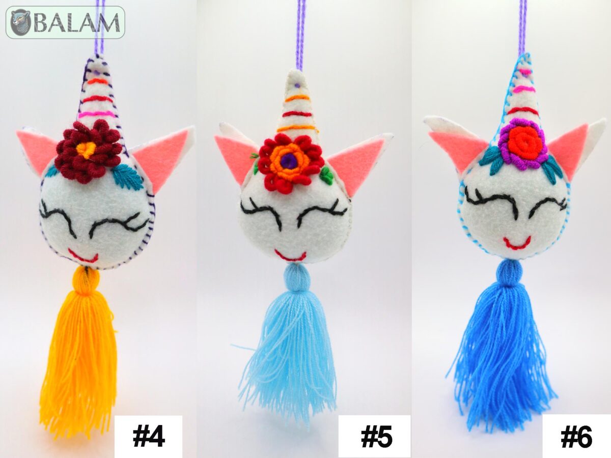 Mexican Cat Pom Pom tassel, Unicorn ornament, Cat Ornament, Unicorn tassel, Mexican Felt Pom Pom, Tassel. - Image 5