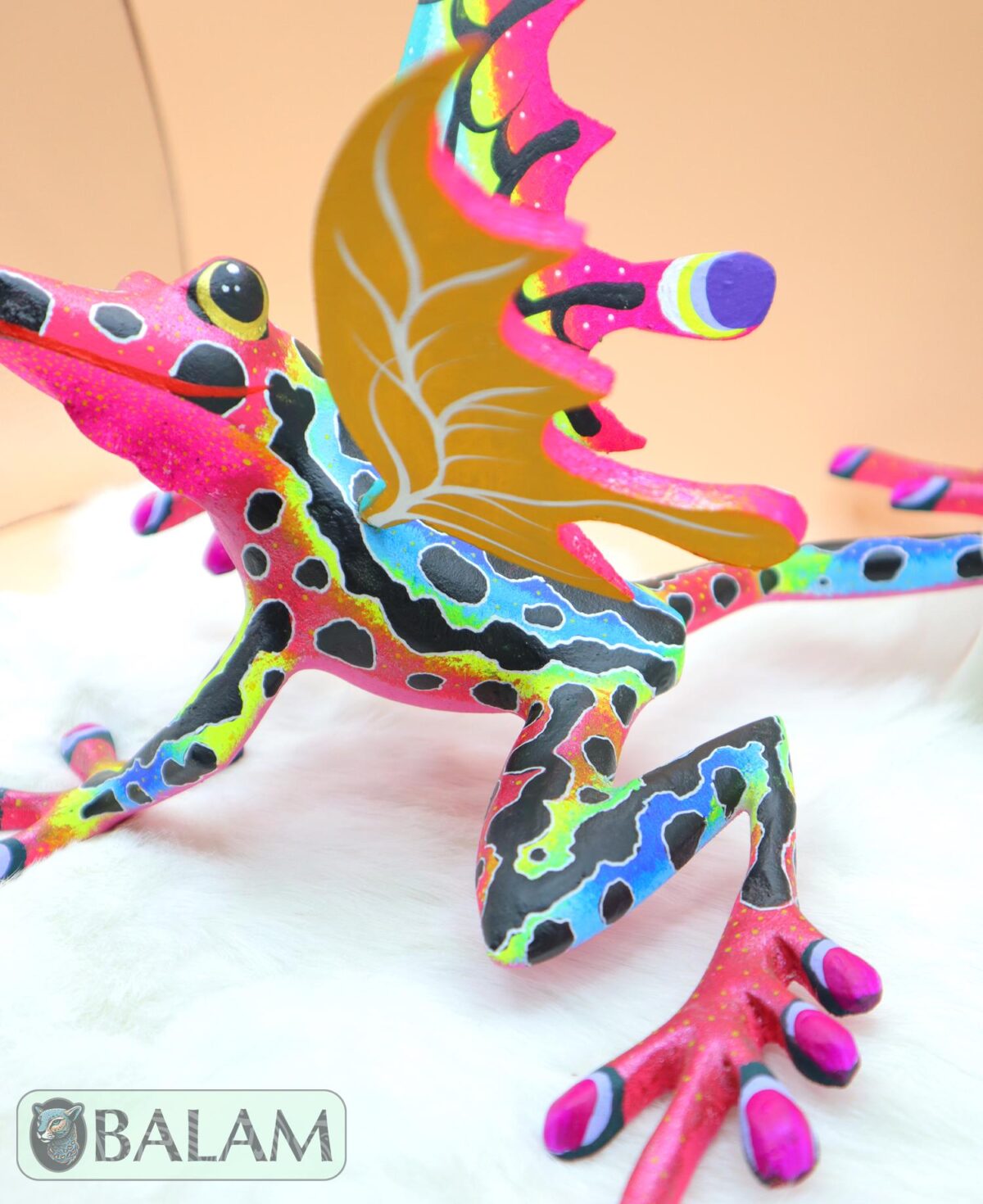 Amazing frog with butterfly wings alebrije, huge frog alebrije, frog with wings, Oaxaca alebrije art, frog Alebrije. - Image 7