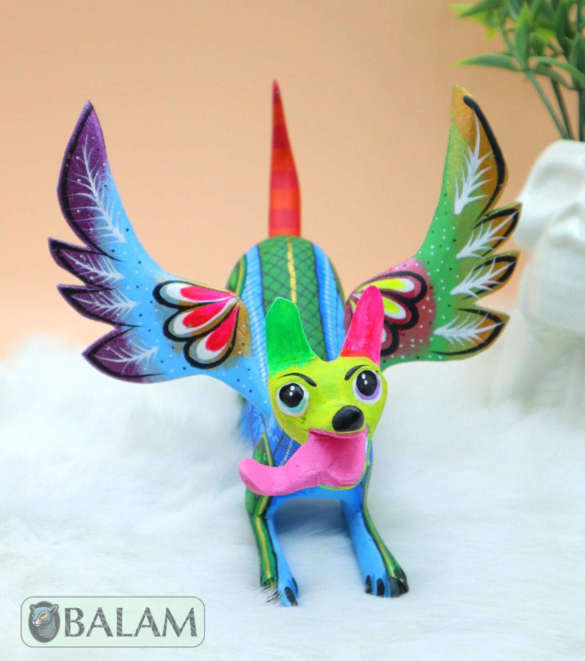 Playful Doggy, Playful Dante, Xoloitzcuintle Alebrije, Wood copal sculpture, Dog Alebrije, Dog with wings, Cute puppy, Alebrije Oaxaca art - Image 7