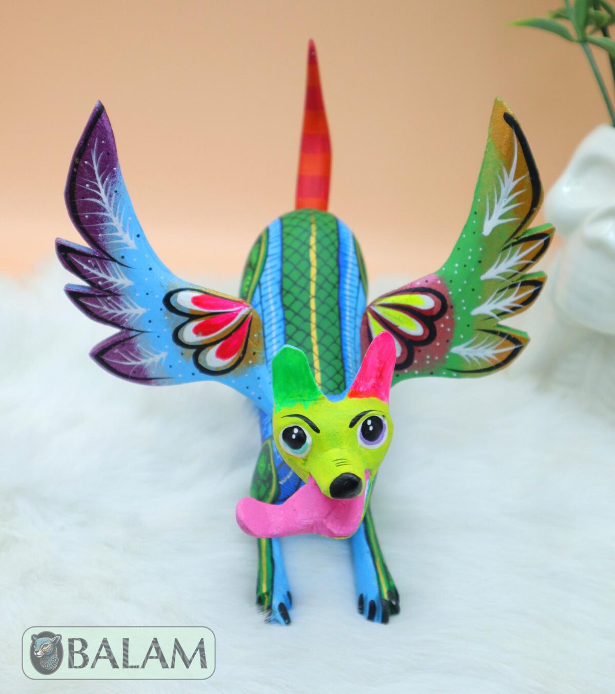Playful Doggy, Playful Dante, Xoloitzcuintle Alebrije, Wood copal sculpture, Dog Alebrije, Dog with wings, Cute puppy, Alebrije Oaxaca art - Image 8