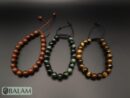 Protective bracelet. Healing bracelet, Green Jasper, Brown Obsidian, Tiger's eye Stone bracelets. 8.5mm diameter. Adjustable 8 to 10''.