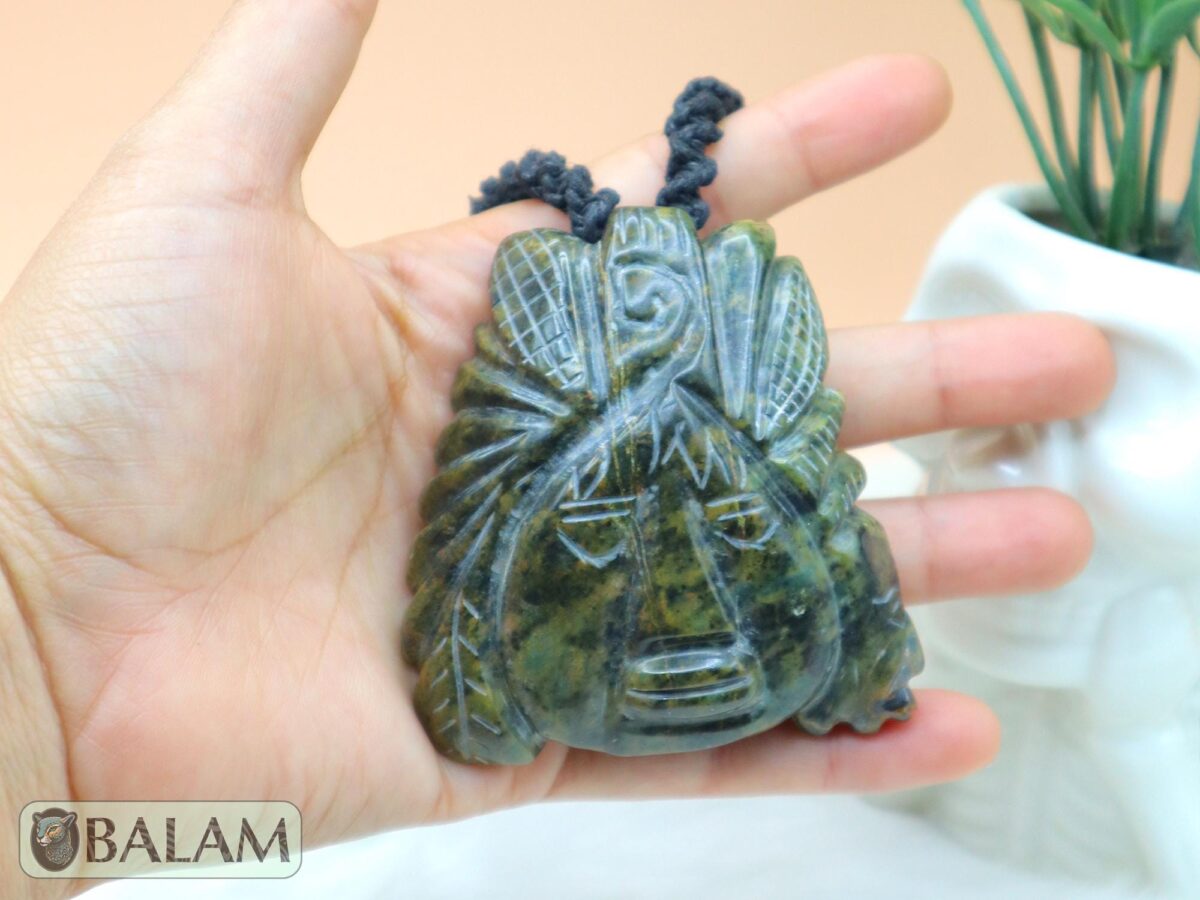 Ceremonial Necklace, Cinteotl Maize God, Huhunahpu Mayan god, Mayan Jade bead Necklace, Mayan Jade, Protective Necklace, Native Mayan. - Image 2