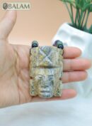 Fossil Mayan Mask Ceremonial Necklace, Aventurine and obsidian bead Necklace, Mayan fossil stone, Protective Necklace, Native Mayan.