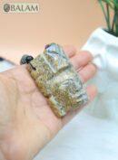 Fossil Mayan Mask Ceremonial Necklace, Aventurine and obsidian bead Necklace, Mayan fossil stone, Protective Necklace, Native Mayan.