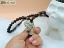 Jaguar necklace, Fossil Mayan Mask Ceremonial Necklace, tigers' eye and obsidian bead Necklace, Mayan fossil stone, Protective Necklace.