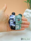 Duality of life and death necklace, Ceremonial Necklace, Jade, Obsidian, aventurine beads. Teotihuacan mask obsidian with aventurine inlays.