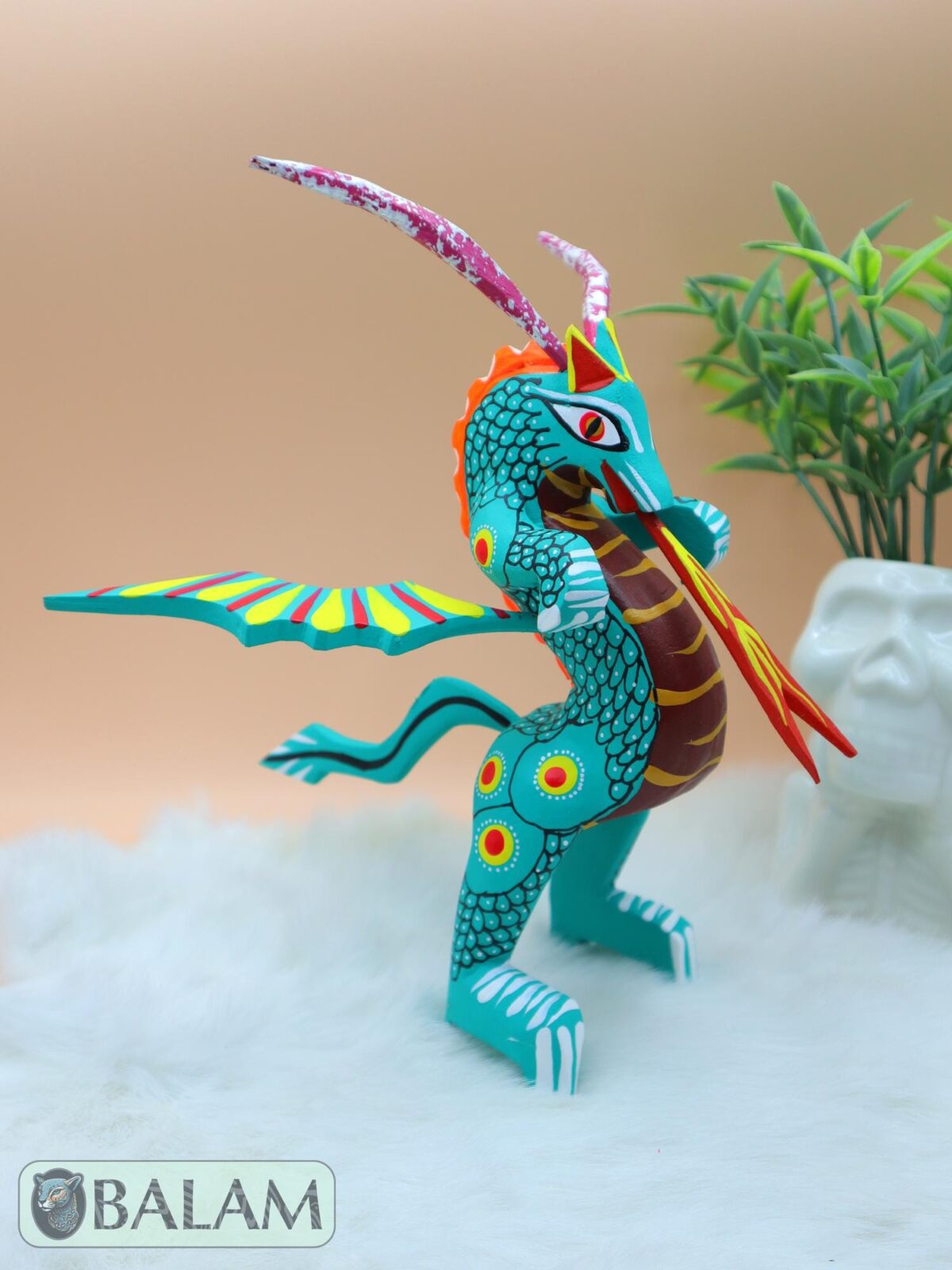 Dragon alebrije, Alebrije from Oaxaca, alebrije, Copal wood sculpture, Wood Art, Alebrije art, Dragon, snake with wings, magical creature. - Image 3