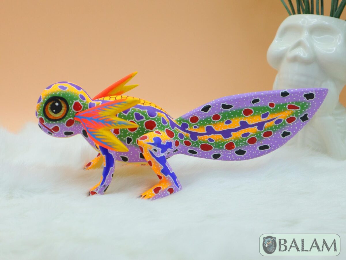 Alebrije from Oaxaca, alebrije, Copal wood sculpture, Wood Art, Alebrije art, Axolotl alebrije, Ajolote, Salamander, Cute axolotl alebrije - Image 4