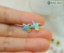 Silver stud earrings,.925 silver earrings, Avocado earrings, Sunflower earrings, Hummingbird earrings, Turtle earrings.