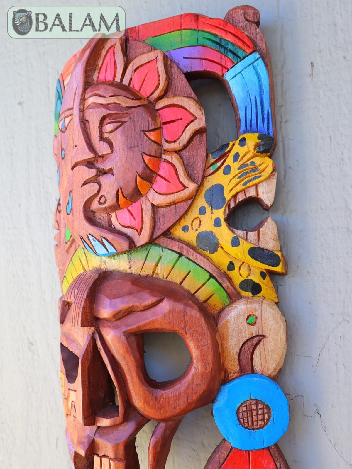Mayan duality Mask, Cedar wooden duality mask, Duality mask, Eclipse mask, Sun and moon, Mayan duality mask. 15 inches - Image 5