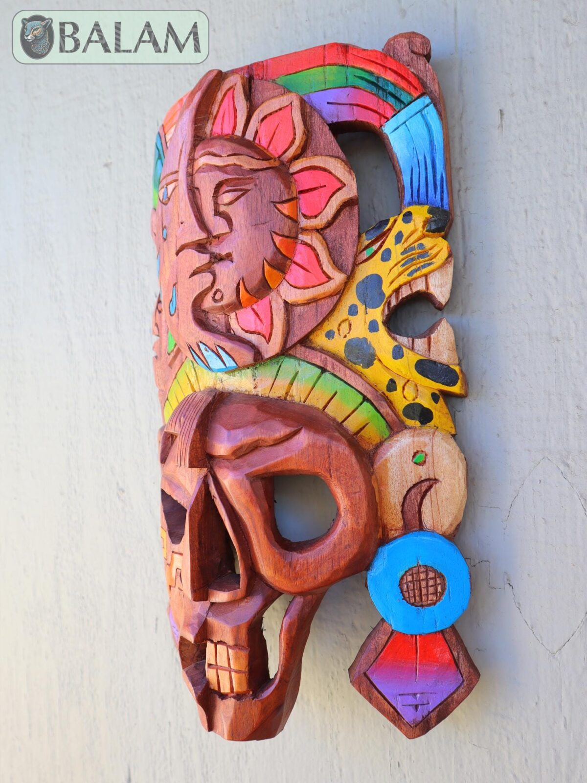 Mayan duality Mask, Cedar wooden duality mask, Duality mask, Eclipse mask, Sun and moon, Mayan duality mask. 15 inches - Image 4