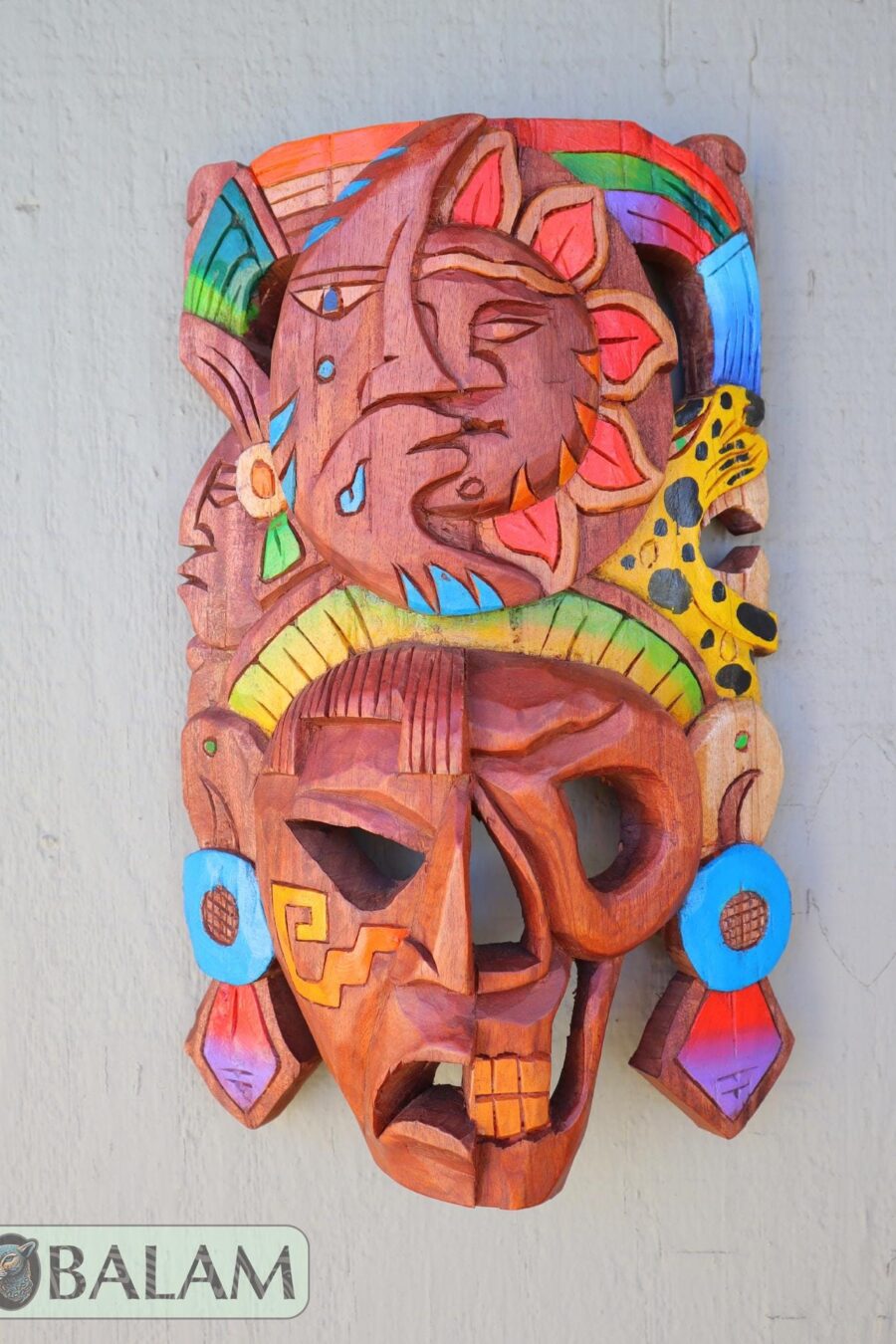 Mayan duality Mask, Cedar wooden duality mask, Duality mask, Eclipse mask, Sun and moon, Mayan duality mask. 15 inches
