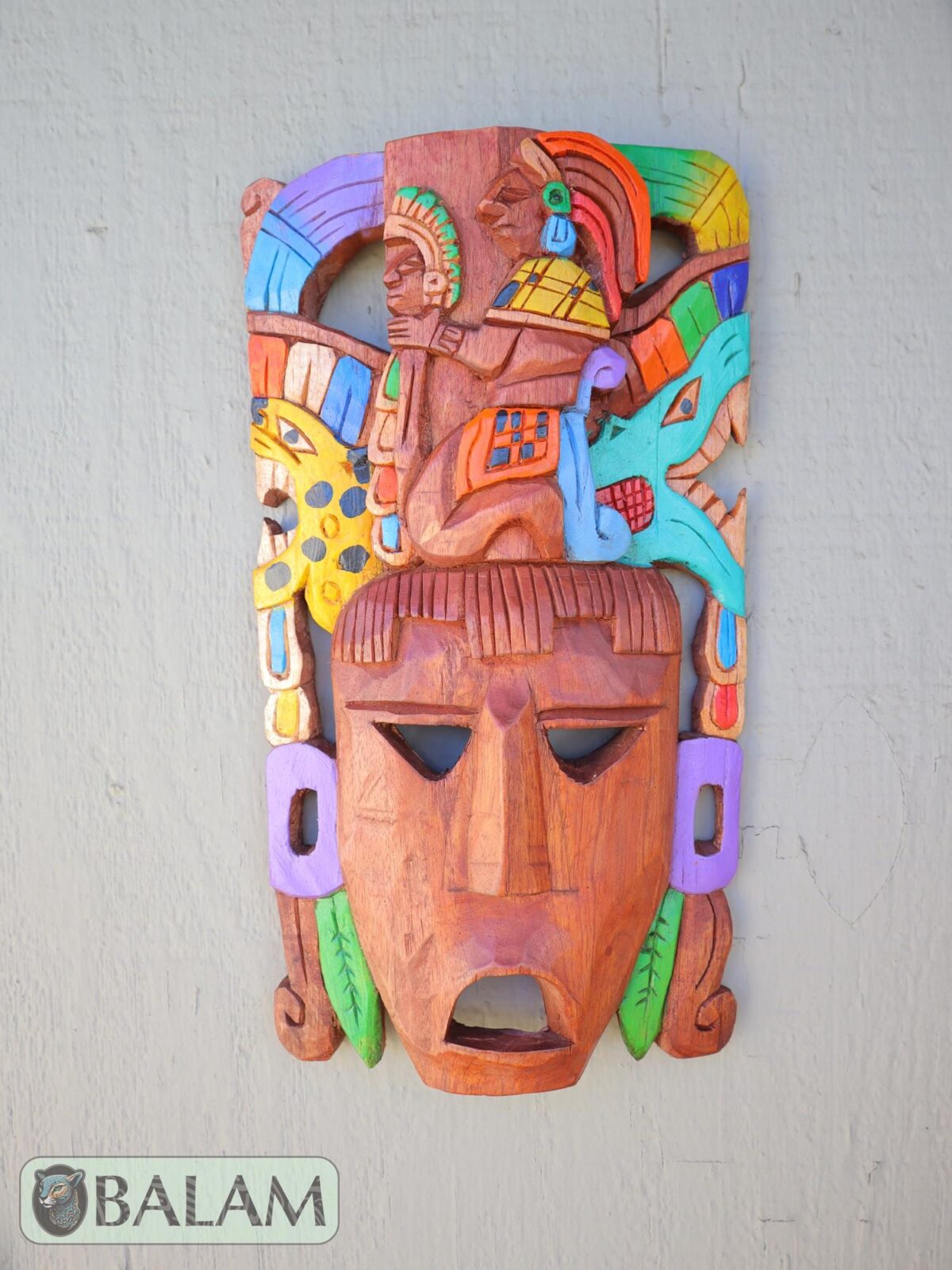 Mayan sacrifice Mask, Cedar wooden sacrifice mask, sacrifice to the gods mask, Kukulcan mask, jaguar warrior, Offering to the god. 15 inches - Image 3