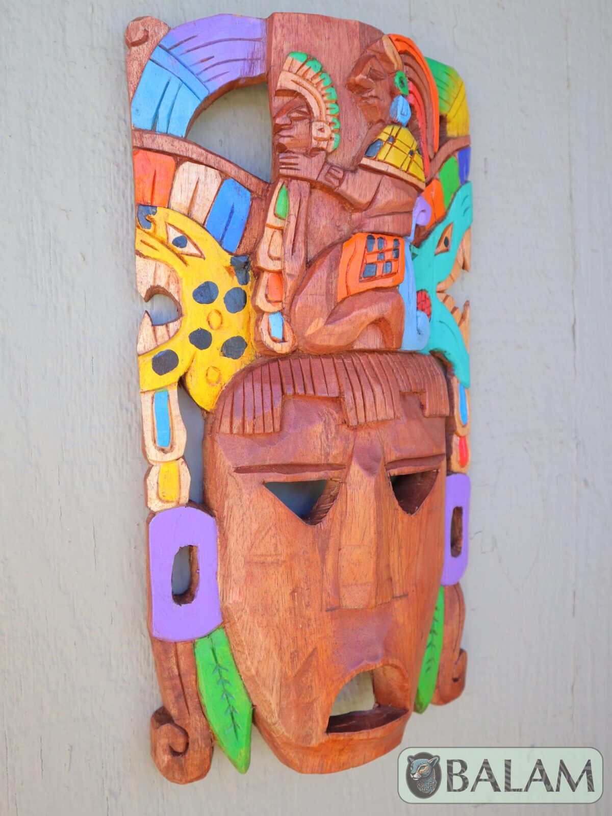 Mayan sacrifice Mask, Cedar wooden sacrifice mask, sacrifice to the gods mask, Kukulcan mask, jaguar warrior, Offering to the god. 15 inches - Image 5