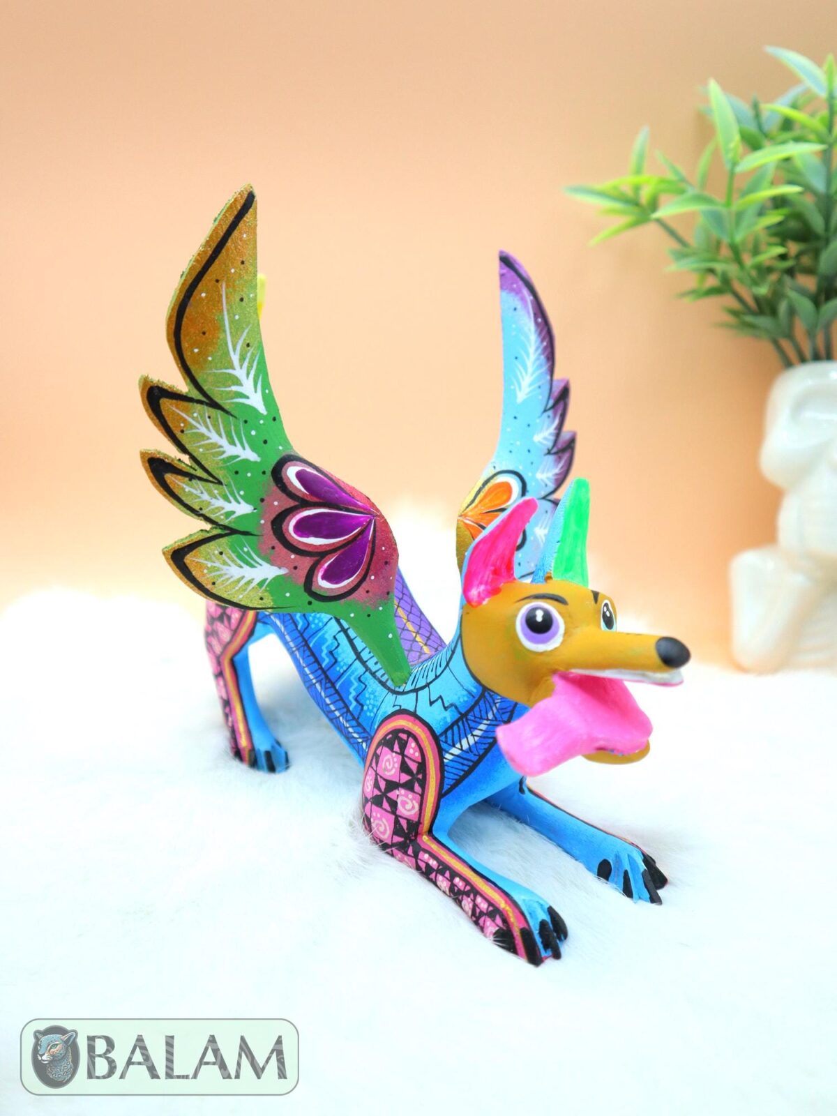 Playful Doggy, Playful Dante, Xoloitzcuintle Alebrije, Wood copal sculpture, Dog Alebrije, Dog with wings, Cute puppy, Alebrije Oaxaca art - Image 6