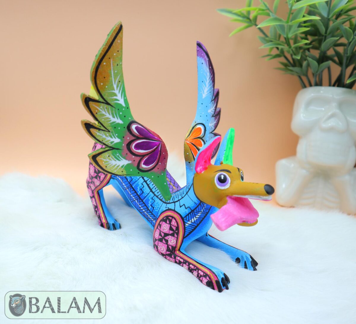 Playful Doggy, Playful Dante, Xoloitzcuintle Alebrije, Wood copal sculpture, Dog Alebrije, Dog with wings, Cute puppy, Alebrije Oaxaca art - Image 2
