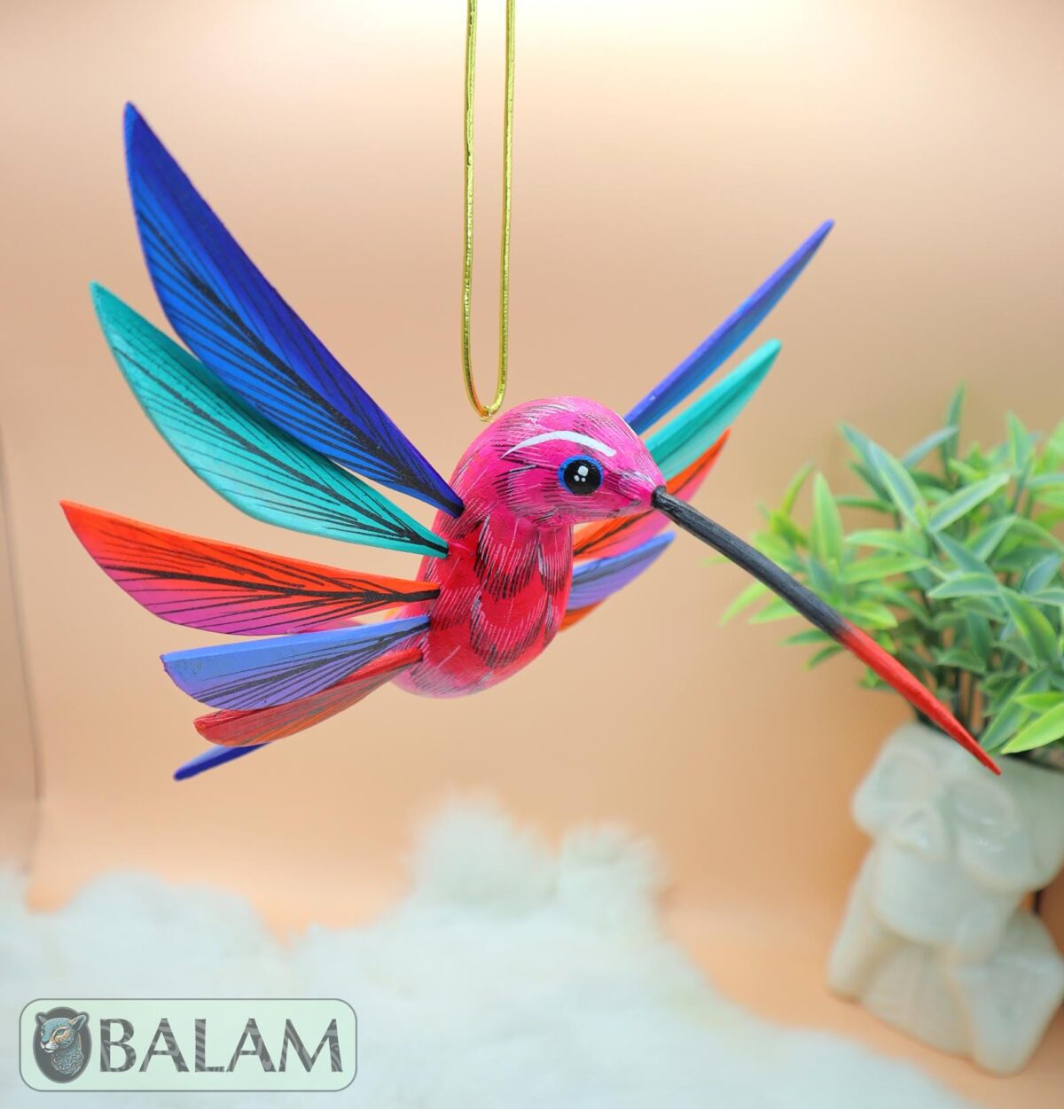 Hummingbird Alebrije, Hummingbird ornament, Wood copal sculpture, hummingbird, bird alebrije, Colibri alebrije, Big hummingbird alebrije. - Image 4