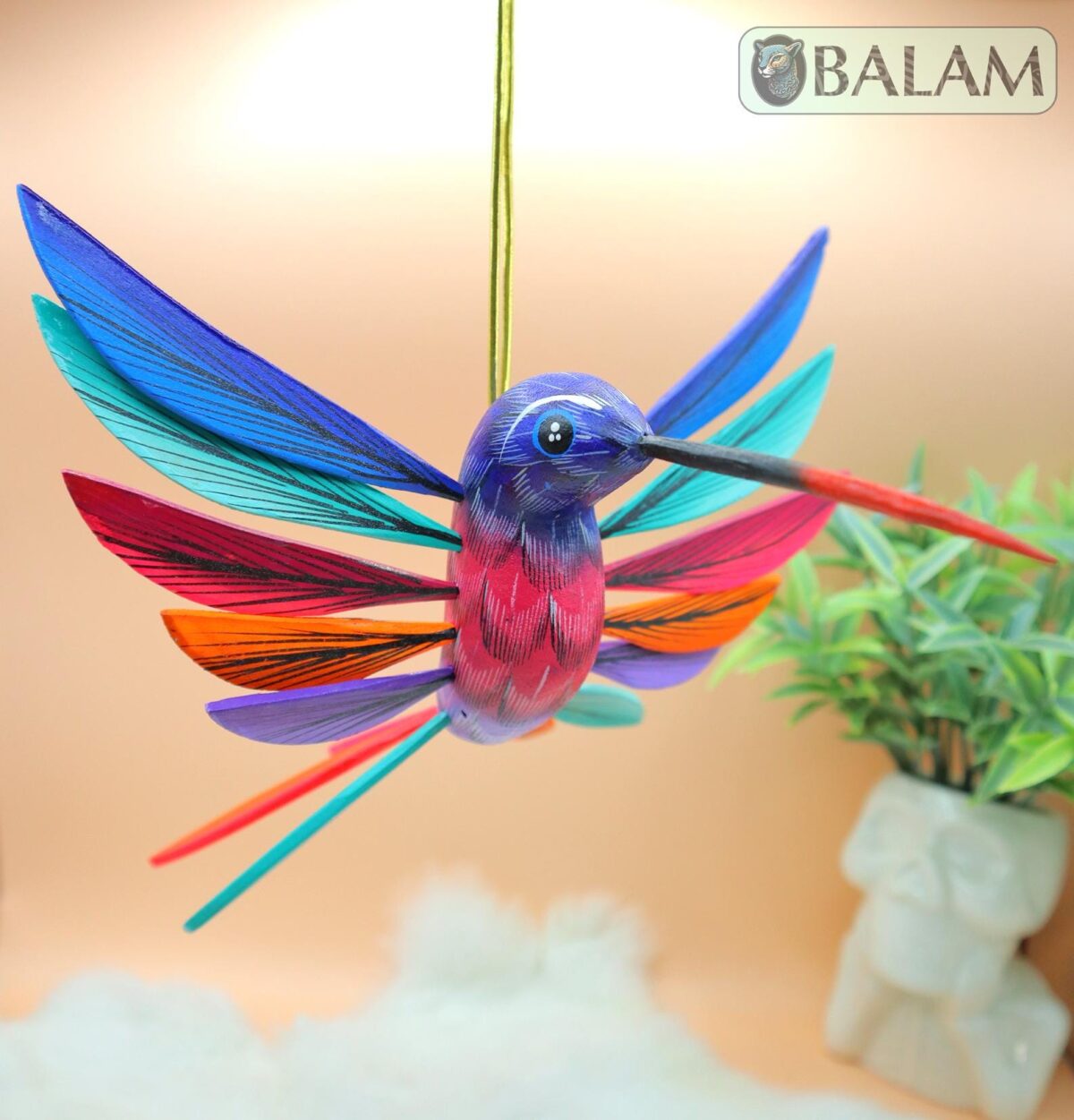 Hummingbird Alebrije, Hummingbird ornament, Wood copal sculpture, hummingbird, bird alebrije, Colibri alebrije, Big hummingbird alebrije. - Image 2