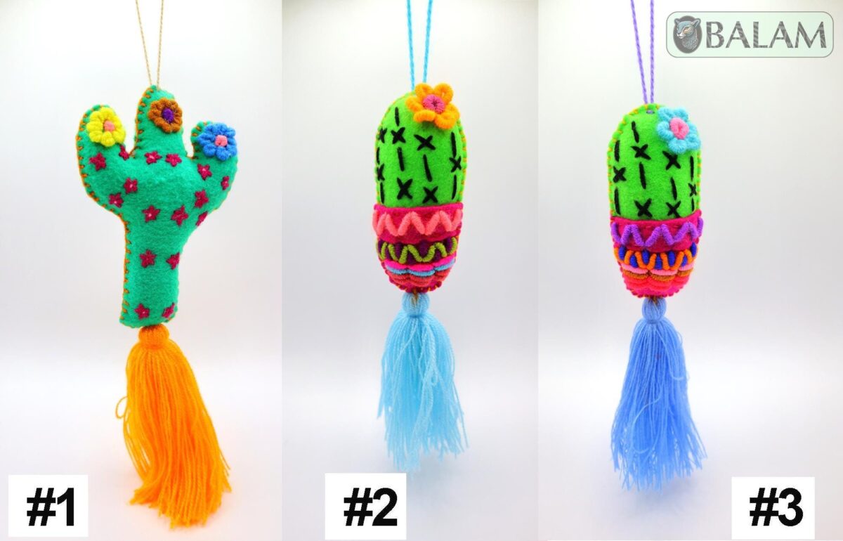 Mexican Cactus Pom Pom tassel, Avocado ornament, Cactus Ornament, Mexican Felt Pom Pom, Tassel. - Image 2