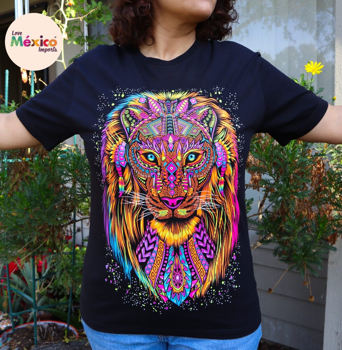 Jaguar T-shirt, Panther T-shirt, lion shirt, Unique Screen-printing T-shirt, Mexican style, Mayan style, Aztec style, Glow in neon lights